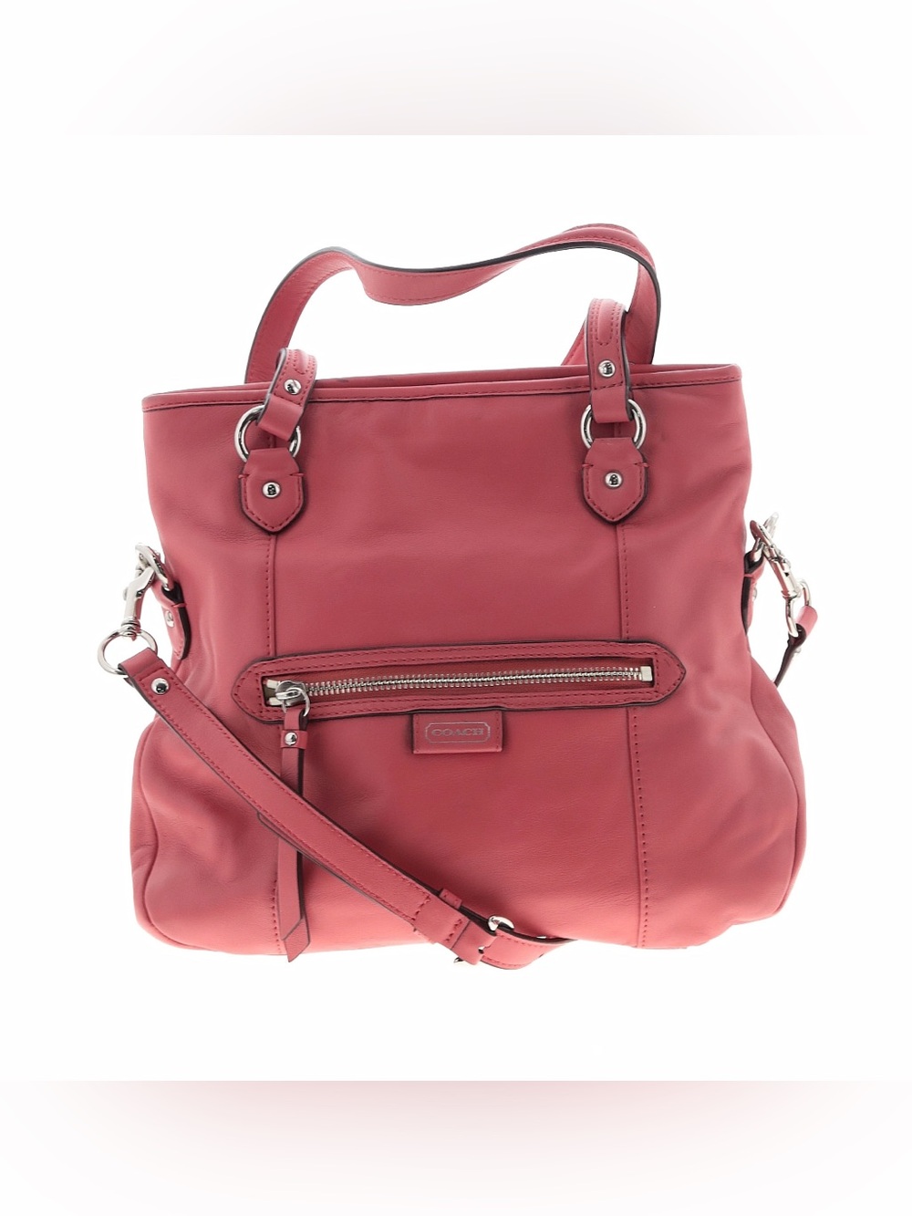 Coach "Daisy Mia" Coral Pink Leather Shoulder Bag with Crossbody Strap